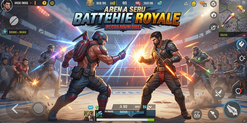 Tampilan gameplay Battle Royale yang mendebarkan di 66D.