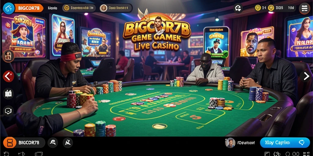 Screenshot gameplay langsung dari aplikasi BIGCOR78 dengan dealer nyata.