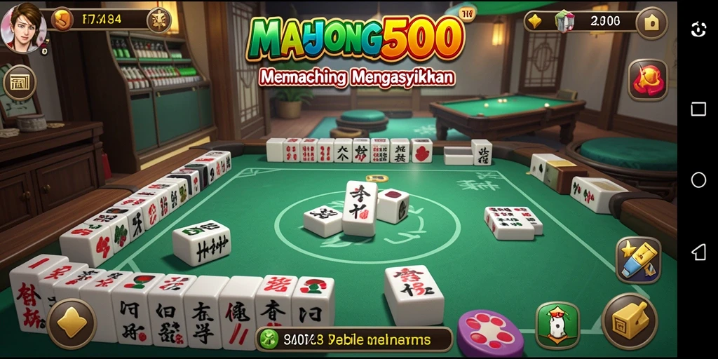 Screenshot gameplay MAHJONG500 dengan visual menawan dan aksi memancing intens.