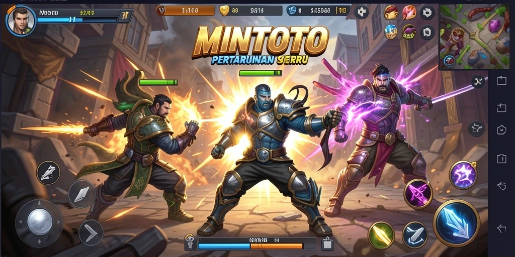 Tampilan gameplay MINTOTO dengan aksi pertarungan menegangkan dan grafis memukau.