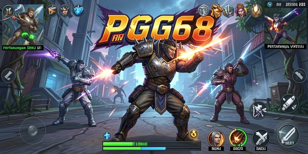 Tampilan pertarungan seru dalam PGG68 dengan karakter-karakter unik.
